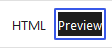 Image showing the black letters 'HTML' on the left and white letters 'Preview' surrounded by a black box on the right.